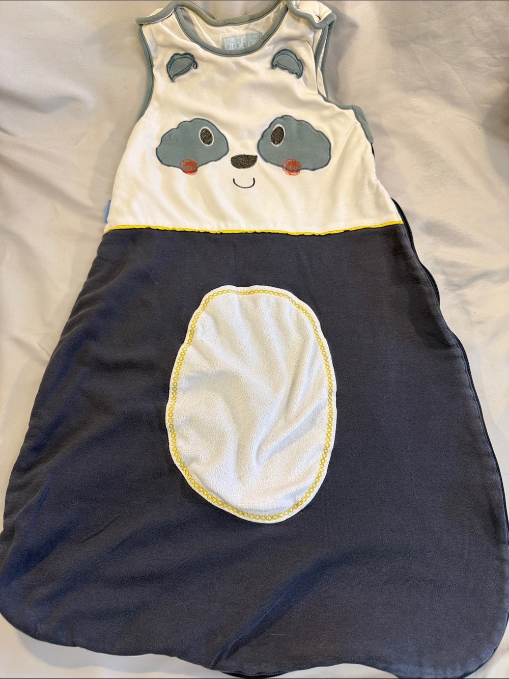 Gro Company Navy and White Panda Sleep Sack with Yellow Trim